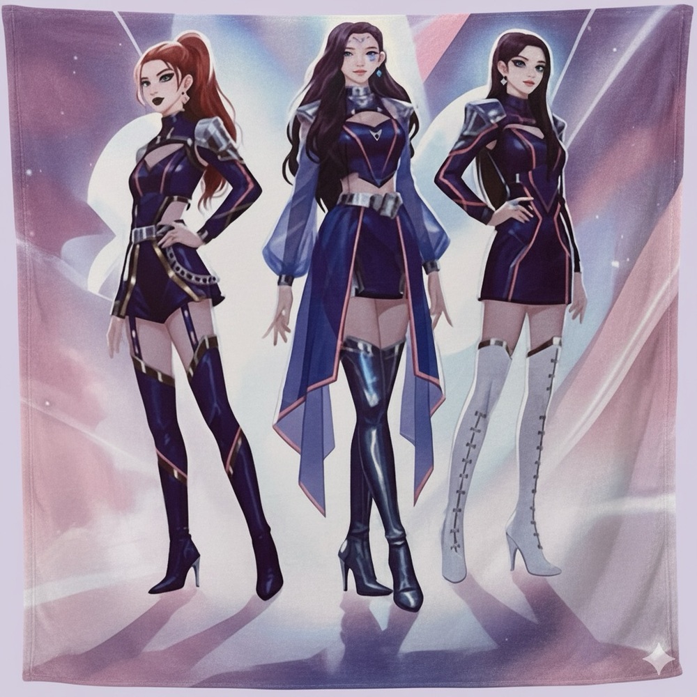 K-pop Inspired Anime Character Printed Flannel Blanket